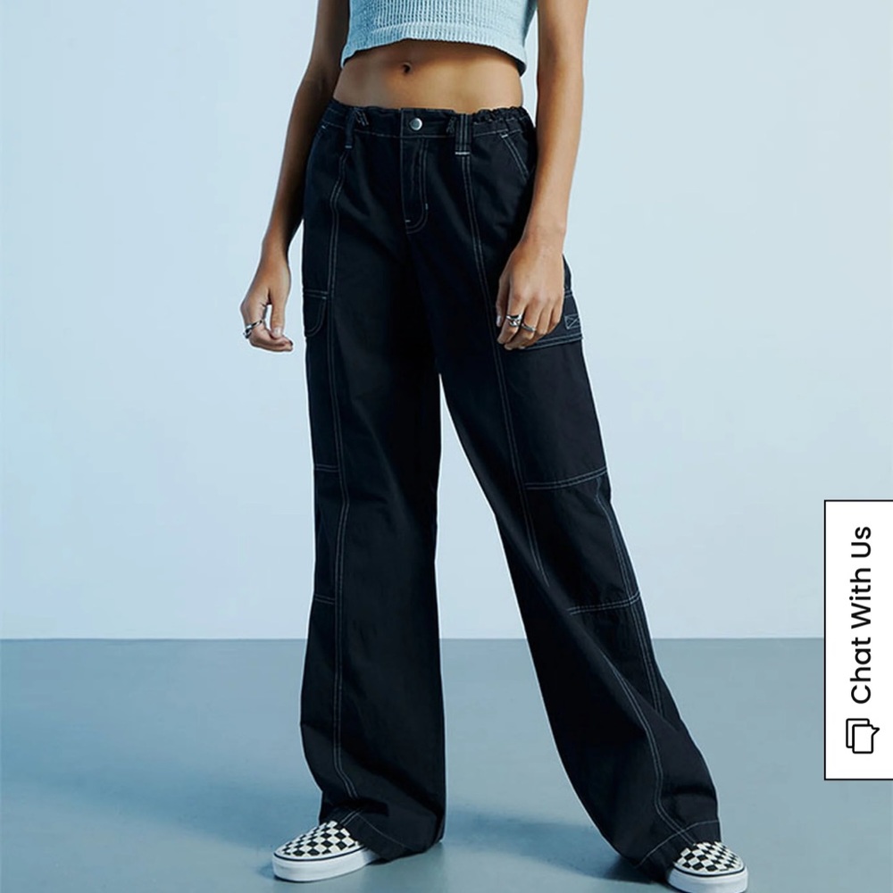 PacSun Black Cargo Low Rise Puddle Pants